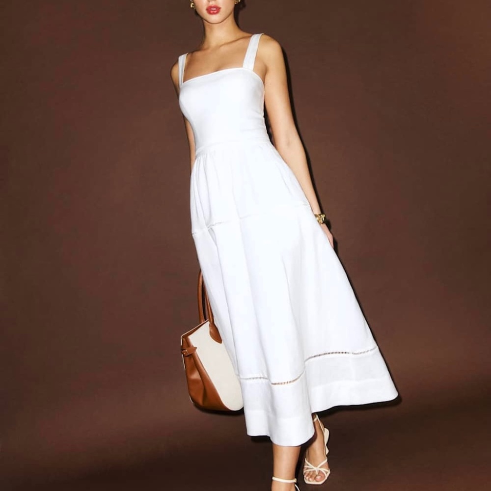 Reformation Everett Linen Dress In White, brand new, without tags, no flaws.